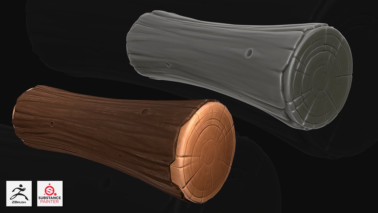Zbrush, Substance Painter   Stylized Firewood, Log