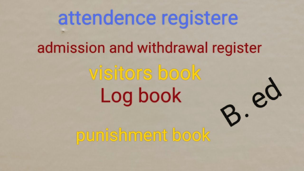 Types of school records#youtubevideo#B.Ed#school records format.