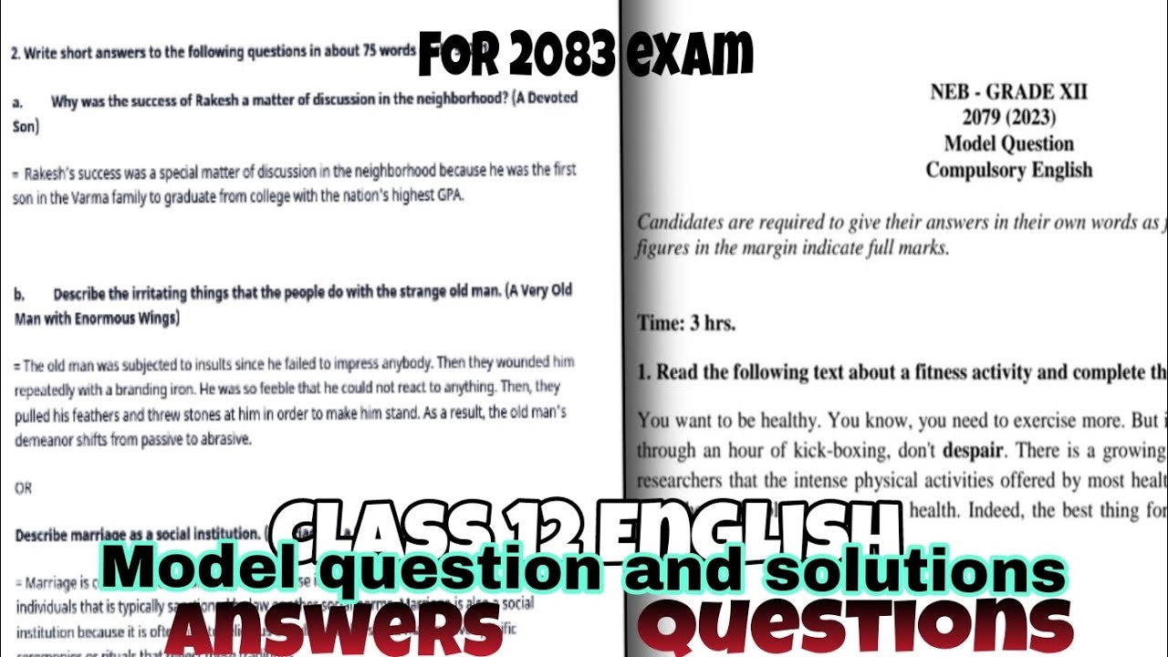 NEB Class 12 English Model Questions and and solution 2082/2083 | Class 12 English Model Questions 