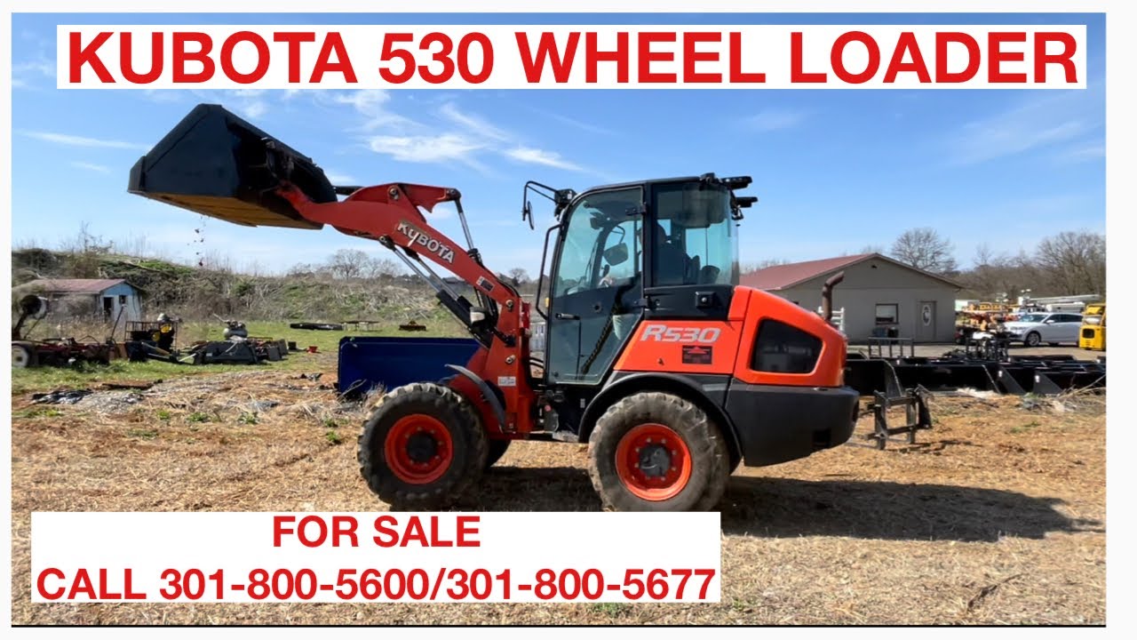 KUBOTA R530 WHEEL LOADER FORKLIFT ARTICULATED FULL CAB SUPER CLEAN FORKS AND BUCKET