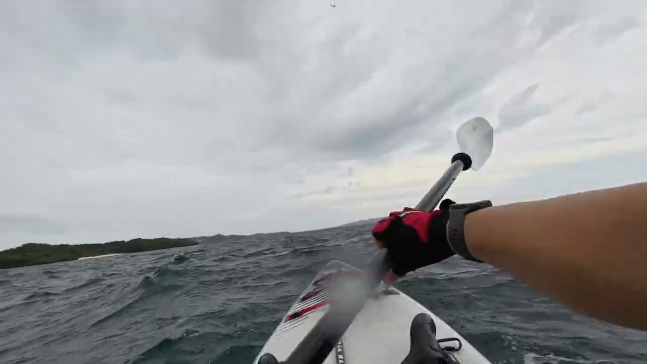 Light SUP Paddling off Tambisaan Beach, Boracay - Against the headwind and current