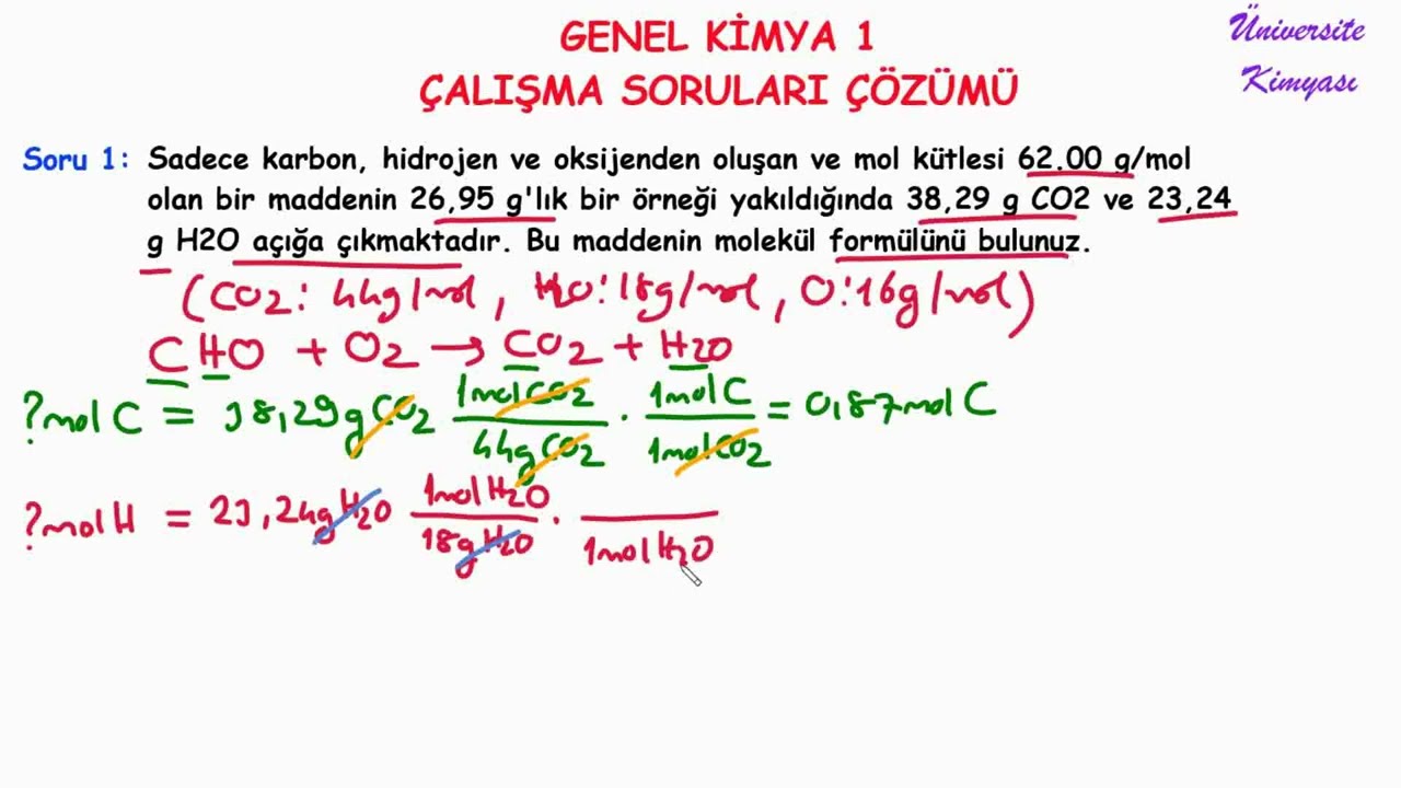 GENEL KİMYA 1 | ÇALIŞMA SORULARI ÇÖZÜMÜ-2