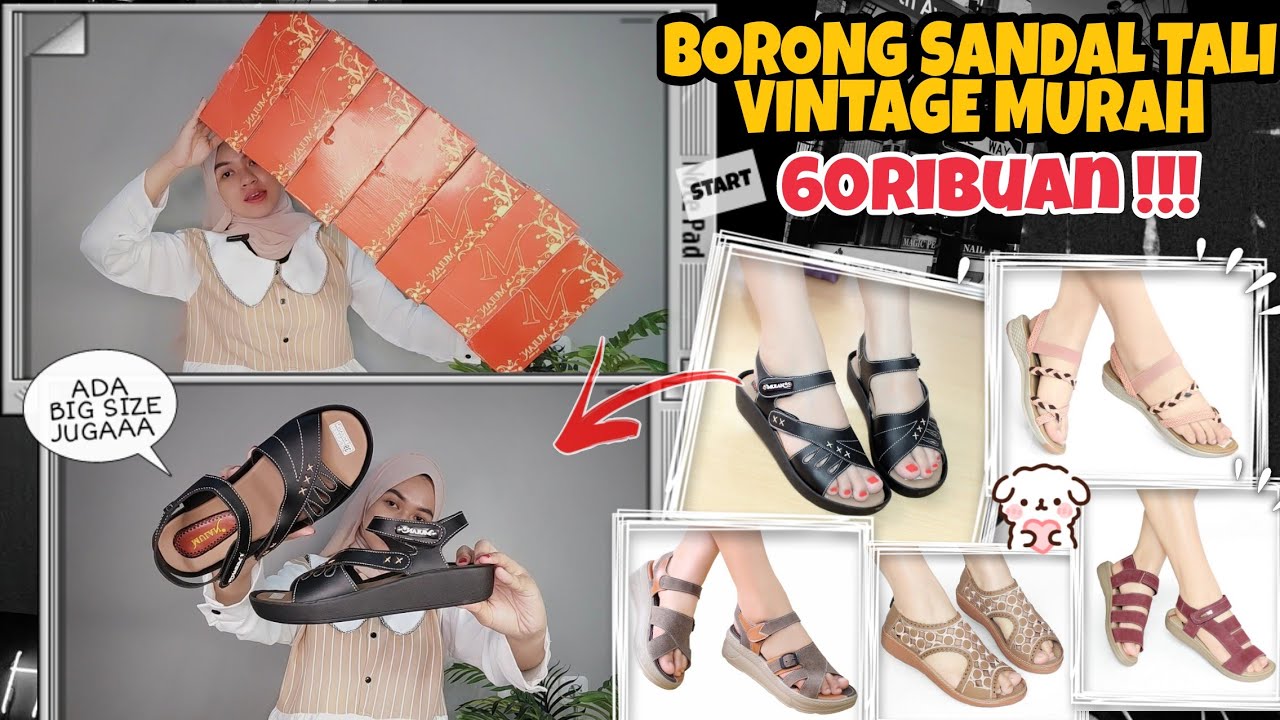SHOPEE HAUL SANDAL TALI VINTAGE 60RIBUAN KUALITAS MALL !!! CAKEP PARAH