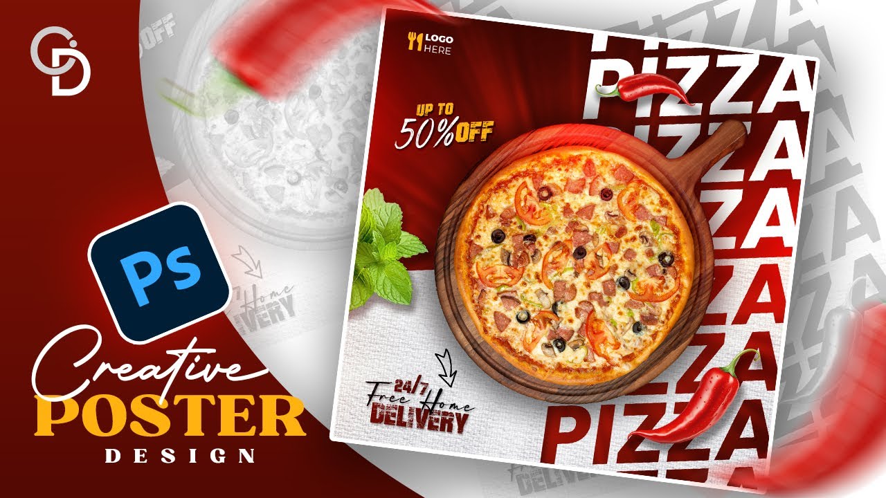 Creative Pizza Poster Design in Photoshop CC | Graphic Design Tutorial