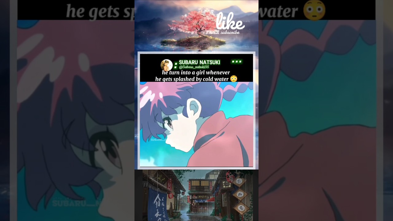 he turn into a girl whenever he gets splashed by cold water😳|ranma&frac12;|#shorts