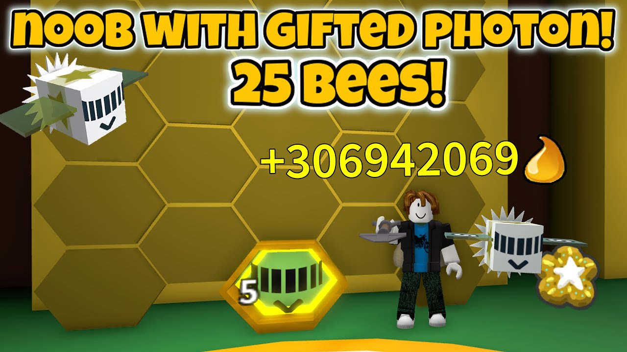Noob With Gifted Photon Bee! Gets 25 Bees in 30 Minutes! (Bee Swarm Simulator)
