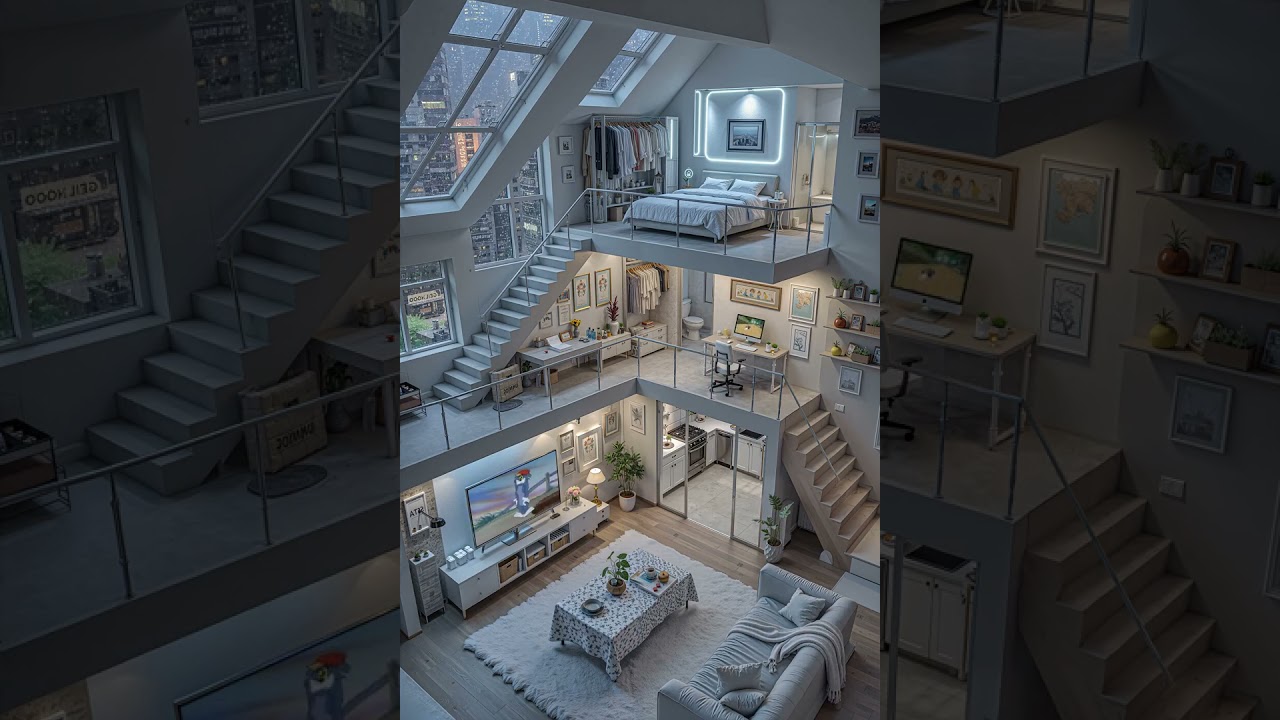 Dream loft with skyline views 🏙️💭