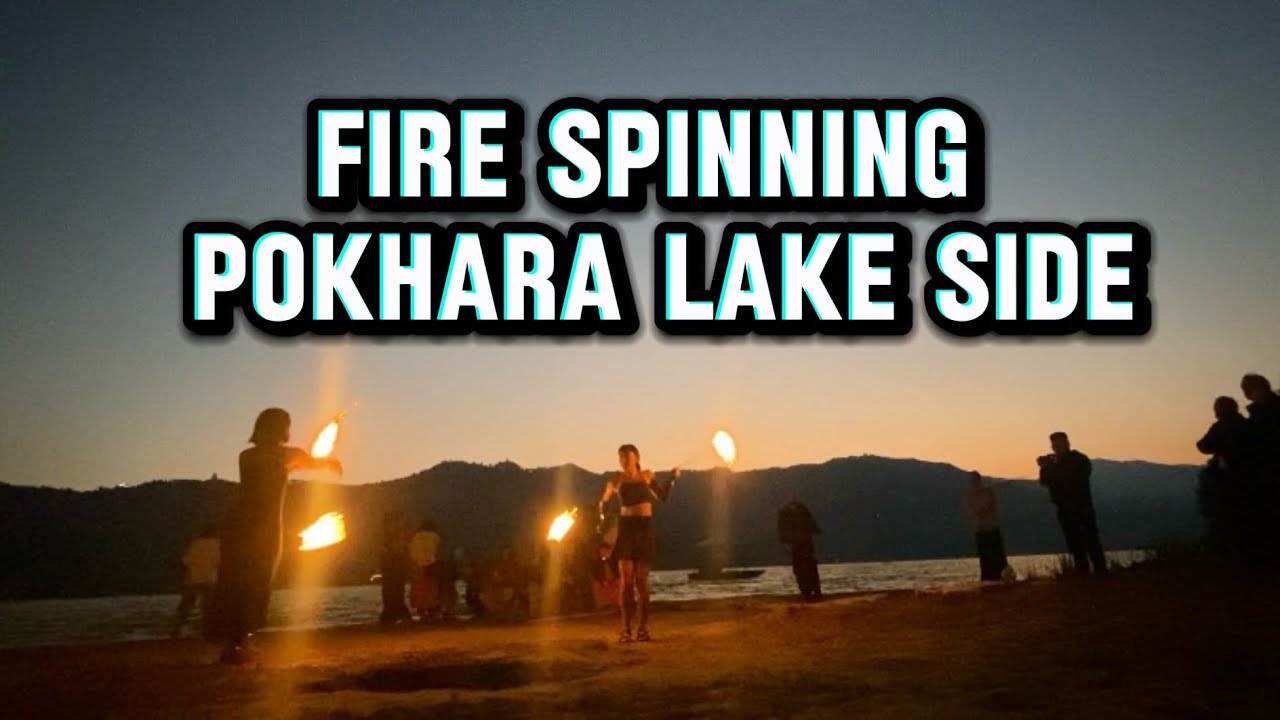 Fire poi practice at sunset time Pokhara Lake side 🤍