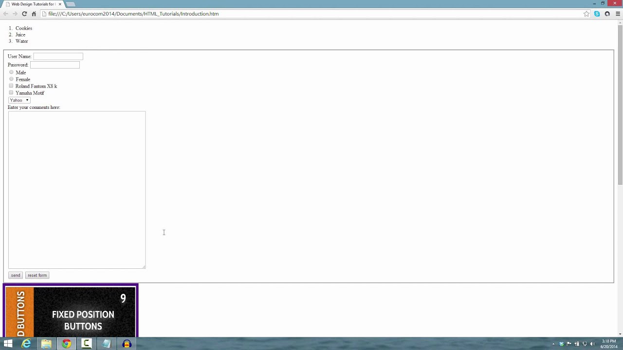 HTML Web Design Tutorials: HTML Fieldset and Legend Lesson 26