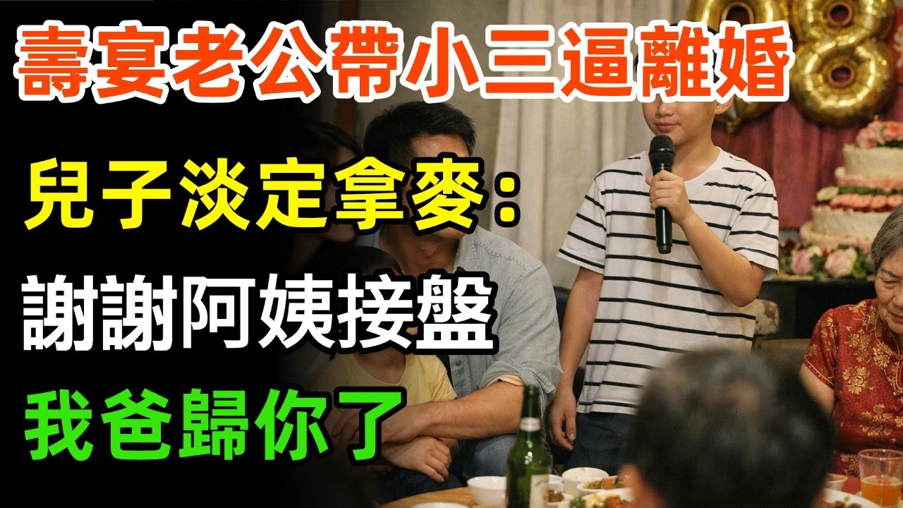 婆婆80大壽老公帶小三和私生子回家逼我離婚，我沒說話，兒子拿起麥克風：感謝這位阿姨以後我爸就靠你養了#婆媳 #家庭 #故事分享
