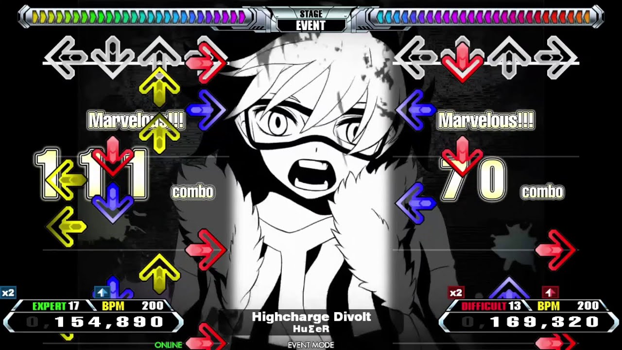 Highcharge Divolt / Hu&Sigma;eR | EXPERT 17 & DIFFICULT 13 [DDR/StepMania]