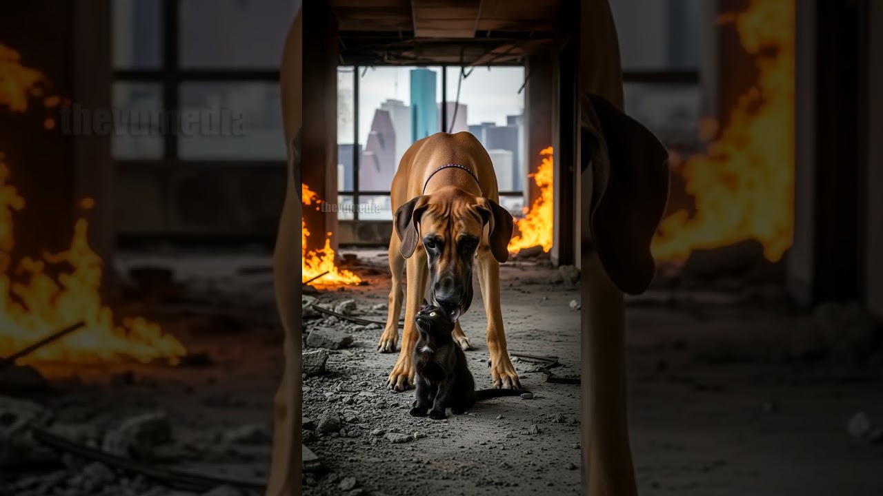 Great Dane Saves Kitten From Burning Skyscraper! 