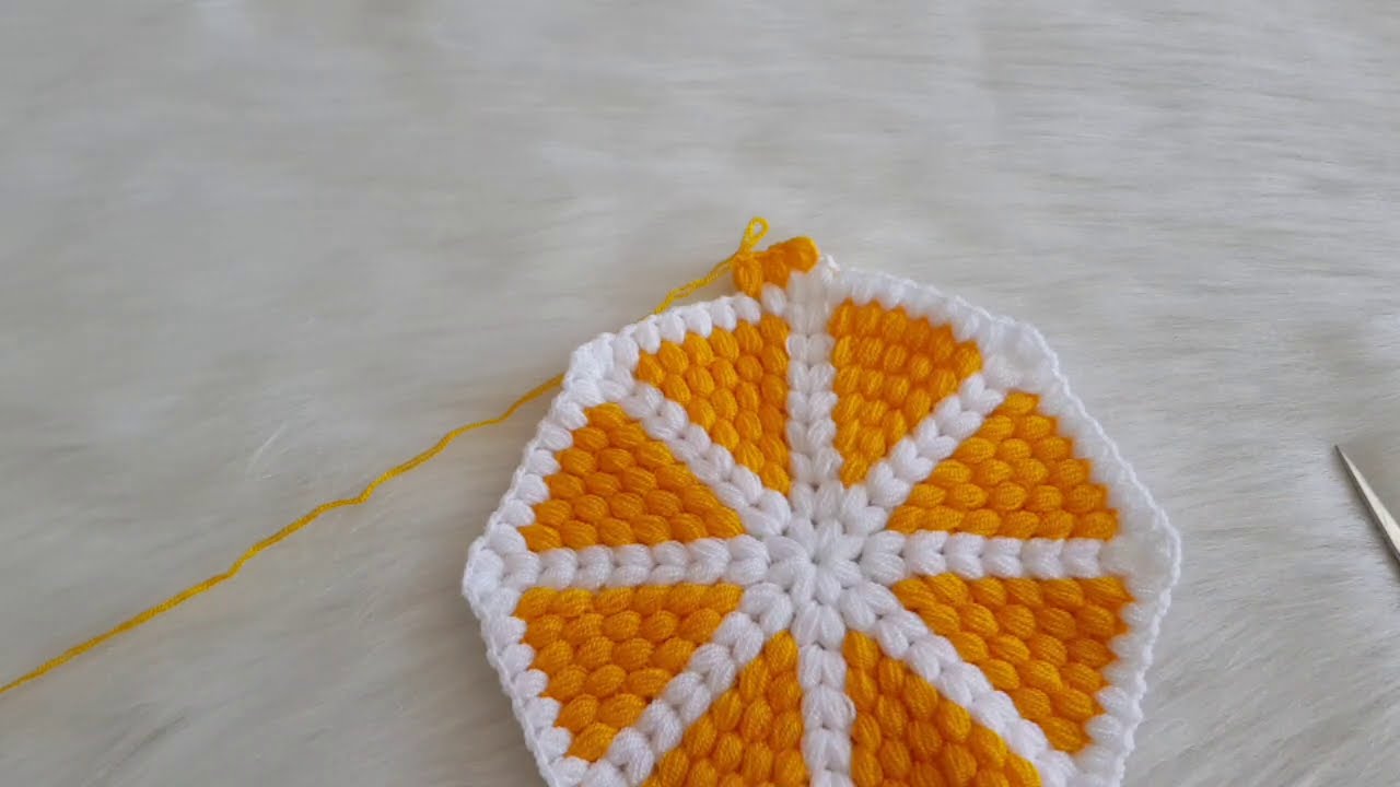 Sarı ve Beyaz Güzellik Limon Lif Modeli /Kolay Örgü Modelleri /yuvarlak lif / knitting crochet