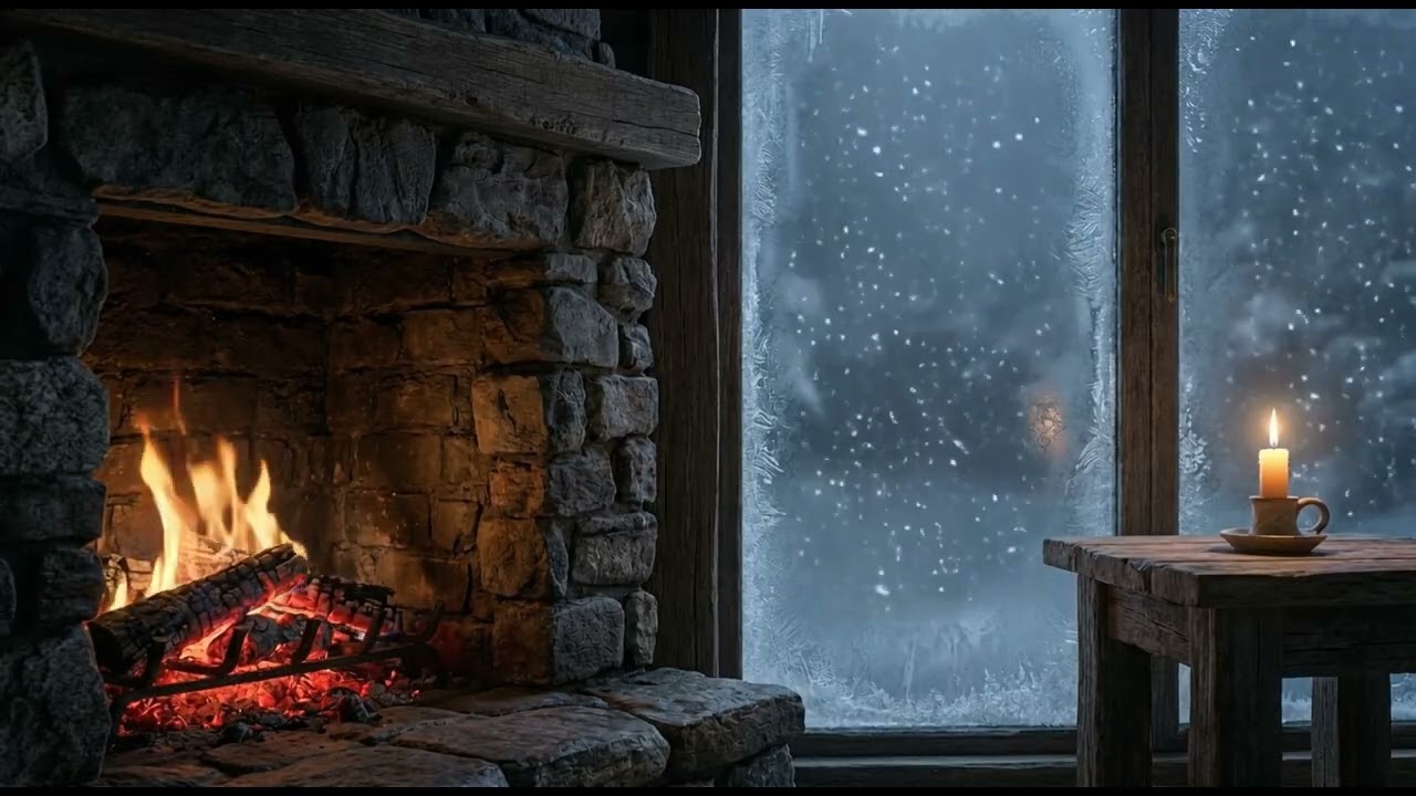 Relaxing Fireplace & Winter Snow Sleep, Study, Relax