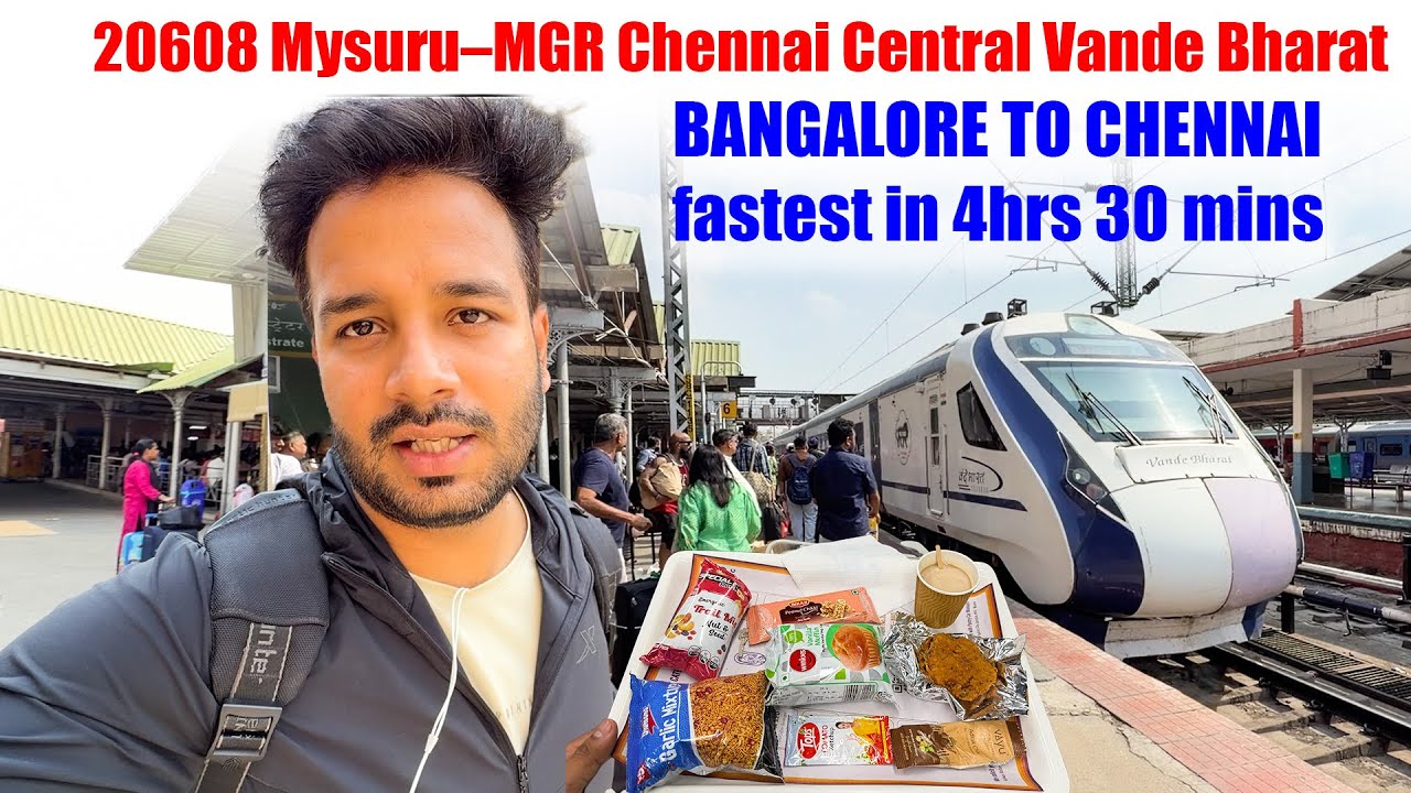20608 Mysore Chennai Vande bharat Journey in Business class with Food 🍛 Fastest train to chennai
