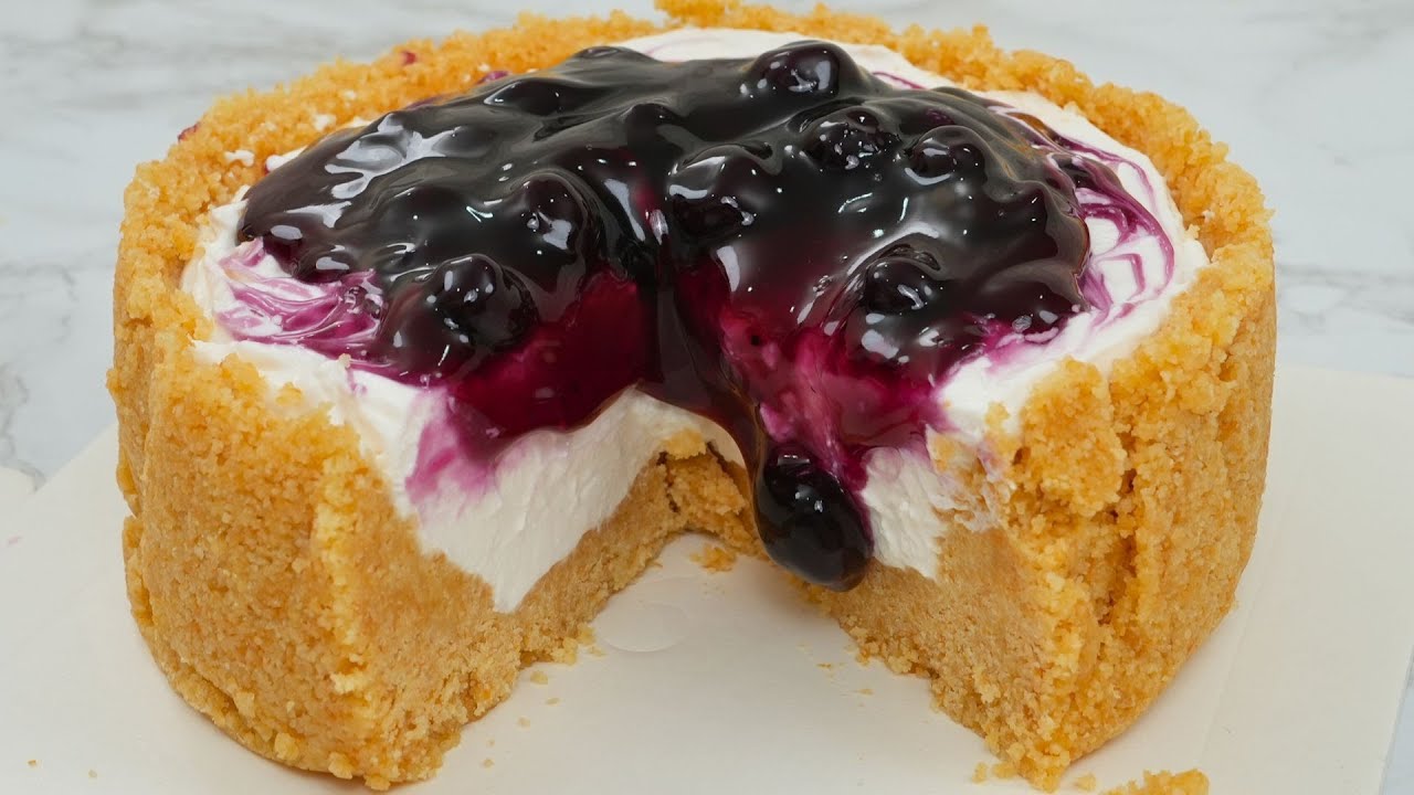 แจกสูตร บลูเบอร์รี่ชีสพาย (Blueberry Cheese Pie) สูตรลดต้นทุน ไม่ใช้ครีมชีส เครื่องตี เตาอบ
