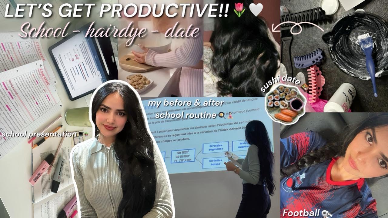 LET’S GET PRODUCTIVE🌷🧘🏻‍♀(School project💻📚 ,Morning & night routine🍳🏫, Sushi date🍱) صبغت معاكم شعري🎀