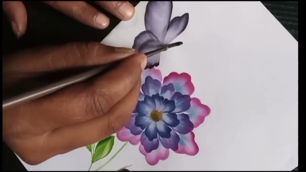 How to leaf 🍃  flower 🌺 painting //easy watercolor butterfly 🦋 painting technic #video #art 