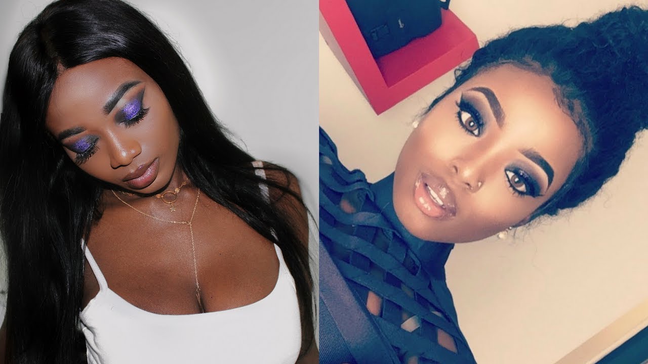 I TRIED FOLLOWING TONI OLAOYE MAKEUP TUTORIAL || PURPLE GLITTER SMOKEY EYE MAKEUP LOOK