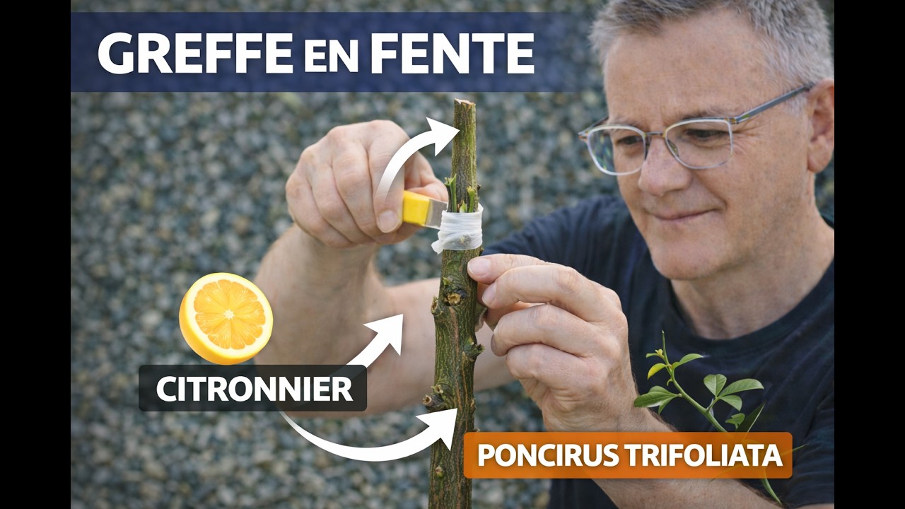 Greffe en fente du citronnier sur Poncirus trifoliata – Technique professionnelle.