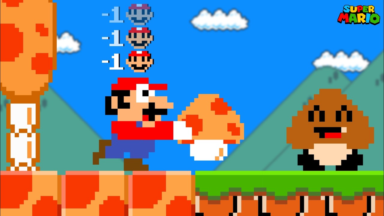 Super Mario Bros., но Марио не может дотянуться до супергрибов!