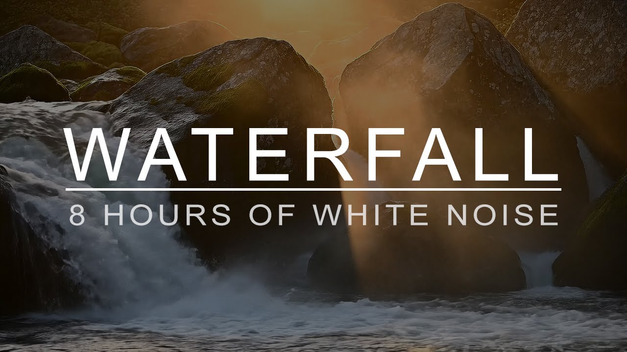 Waterfall flowing over rocks - 8 hour White Noise ASMR Sound