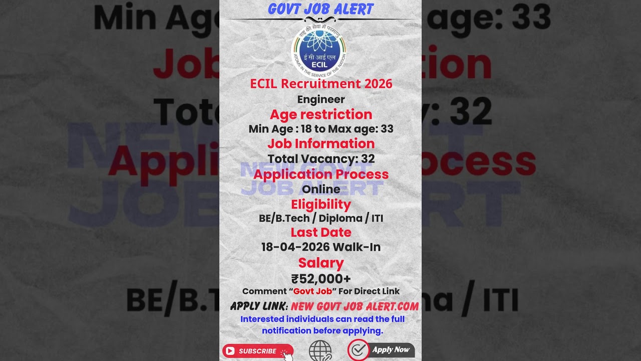 ECIL Hiring Engineers in 2026: Walk-in for 32 Vacancies with ₹55,000 Salary