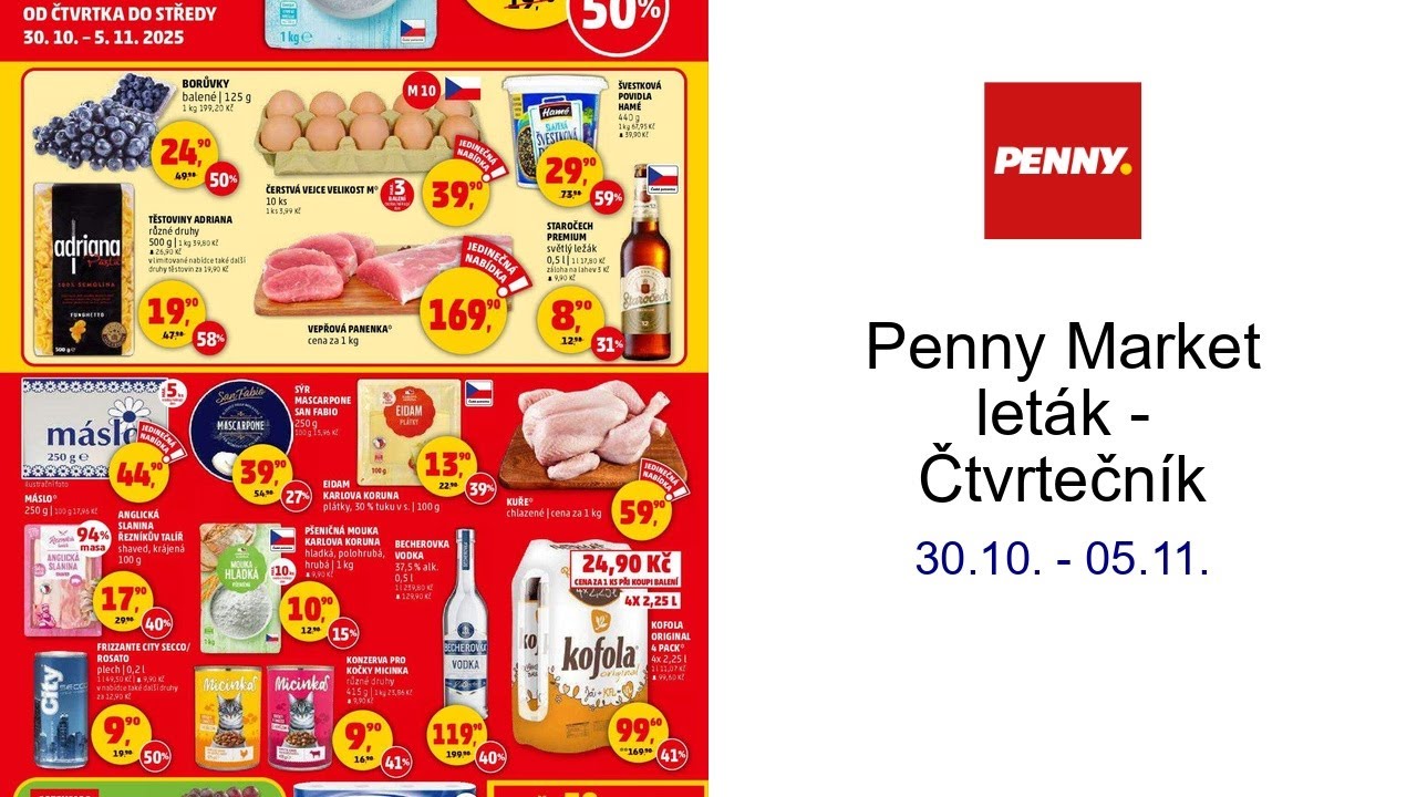 Penny Market let&aacute;k - Čtvrtečn&iacute;k 30.10. - 05.11.