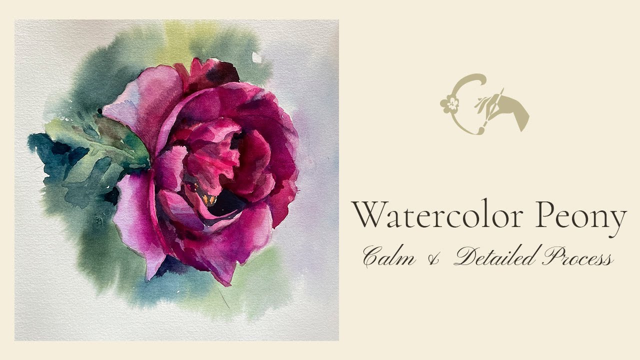 Watercolor Peony Painting | Calm & Detailed Process