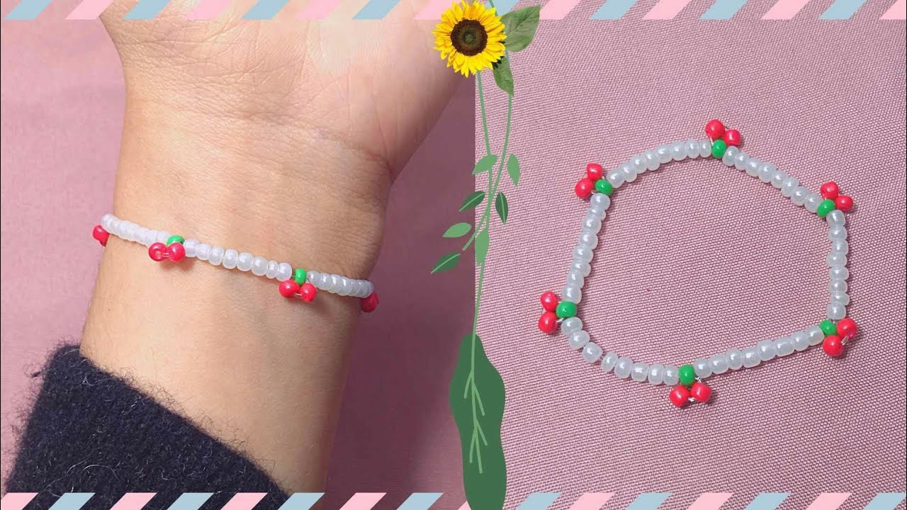 How To Make Cherry Bracelet 🍒 | Membuat Gelang Manik Gemoii 🇮🇩✨