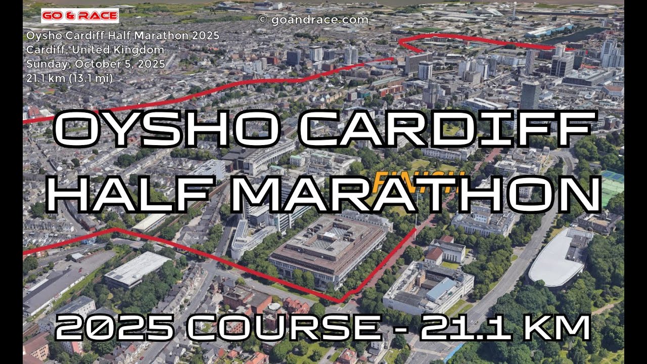 Oysho Cardiff Half Marathon 2025: 3D Video Course Map | 21.1 km - Cardiff