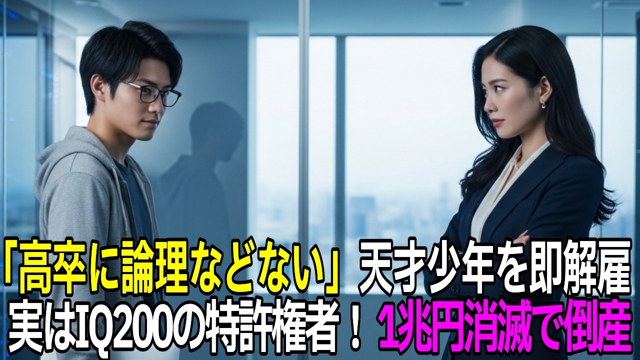 「高卒に論理などない」IQ200の天才少年を解雇した社長令嬢。わずか1時間で1兆円特許が停止し、会社は即倒産！