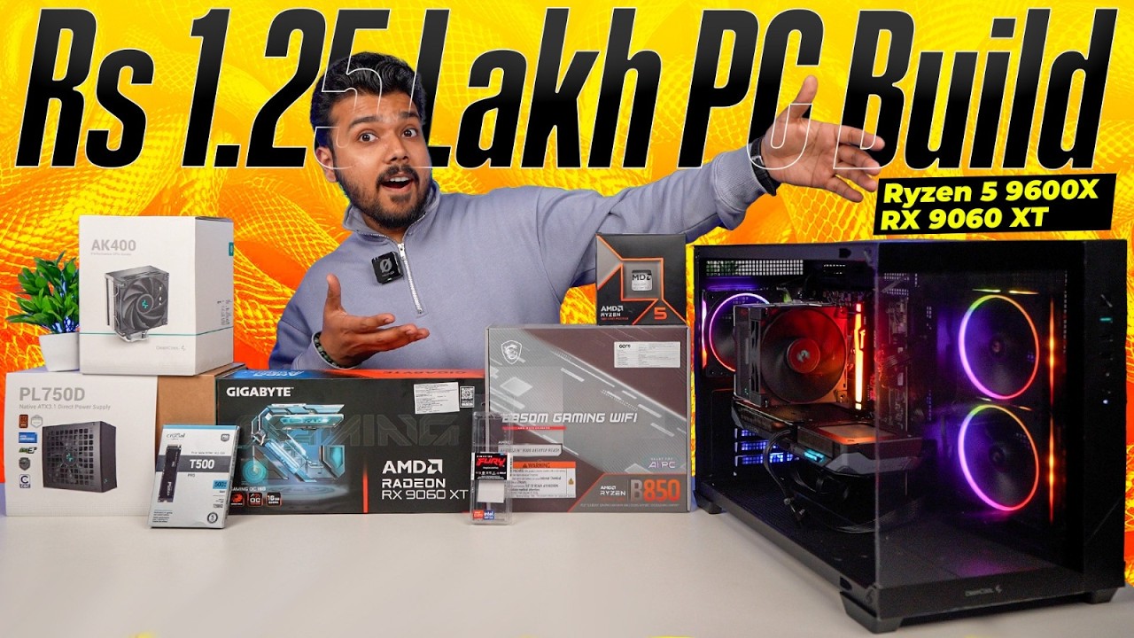 Rs 1.25 Lakh Gaming and Editing PC Build | Ryzen 5 9600X + RX 9060 XT 🔥