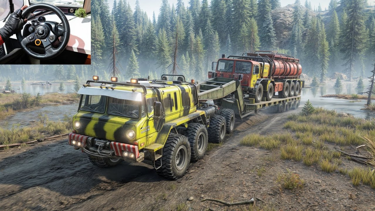 Zikz 605R - Pulling Z2 MAX KAT in Deep Muddy Road | SnowRunner | Logitech G29 Gameplay | #714
