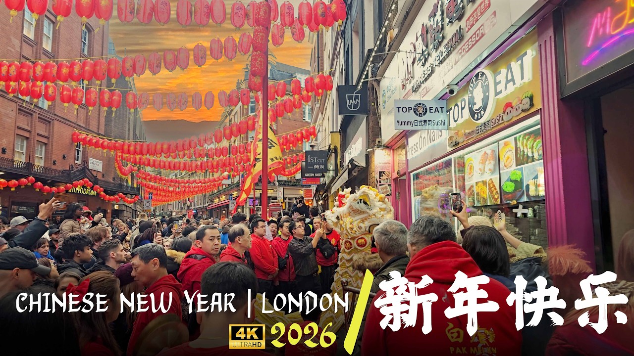 Chinese New Year 2026 in London 🇬🇧 | Chinatown Lion Dance & Street Celebrations | 4K Walking Tour