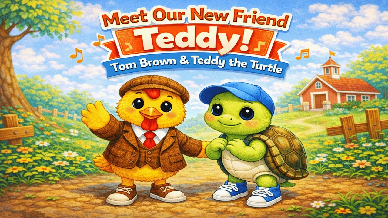 Tom Brown Meets Teddy the Turtle 🐢 | The Tiny Sneaker Song (Kids Music & Stories)👟🎵
