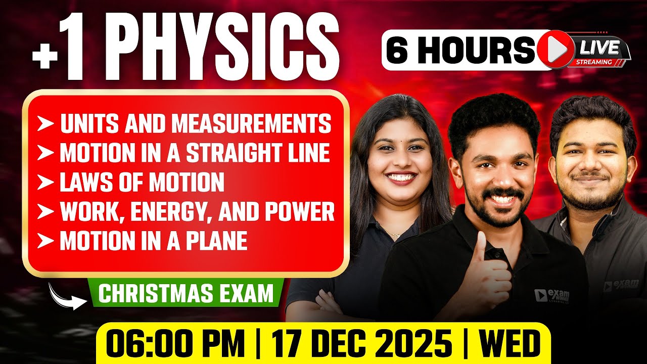 Plus One Physics Christmas Exam | Term 1 Chapters Revision | Chapters 1,2,3,4,5 | Exam Winner