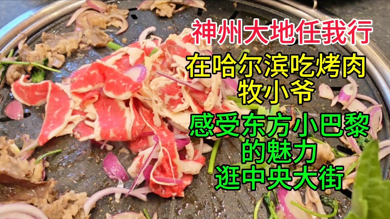 神州大地任我行，在哈尔滨吃烤肉牧小爷，感受东方小巴黎的魅力逛中央大街，粤语中字幕2026-2-9