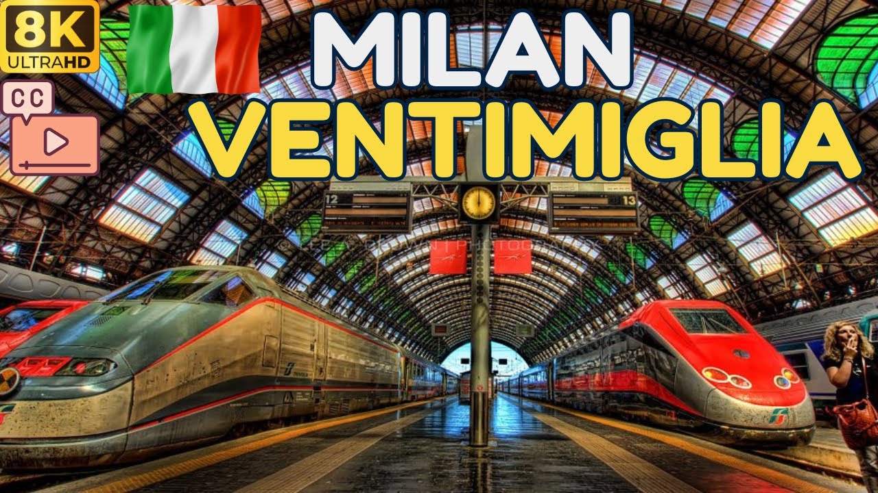 【8K】Поезд Trenitalia Intercity из Милана 🇮🇹 в Монако 🇲🇨 Через Вентимилью 🇮🇹 (С субтитрами)
