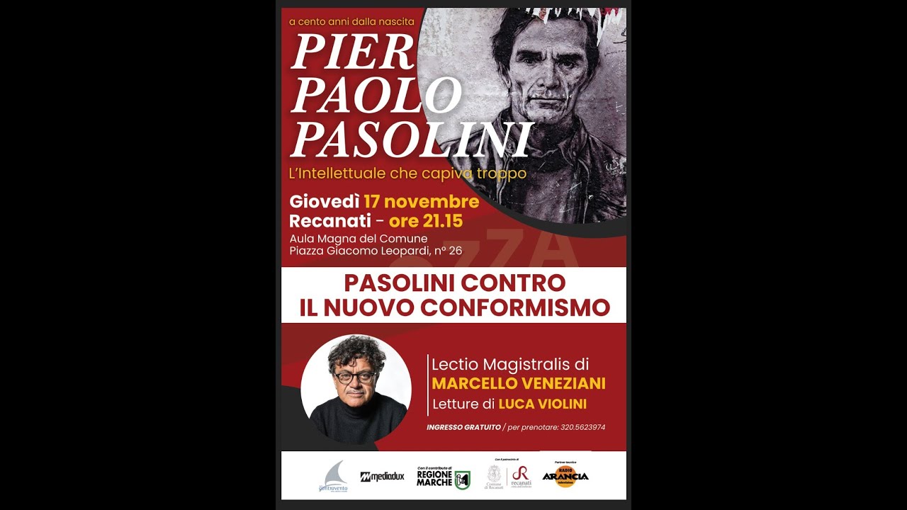 Pasolini contro il nuovo conformismo - Lectio magistralis di Marcello Veneziani
