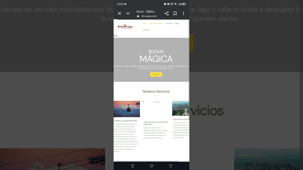 Sitio web 💻👆 tem&aacute;tica viajes y turismo 🏞️🏕️🌄🧳🛬🗾 Bolivia M&aacute;gica 🇧🇴