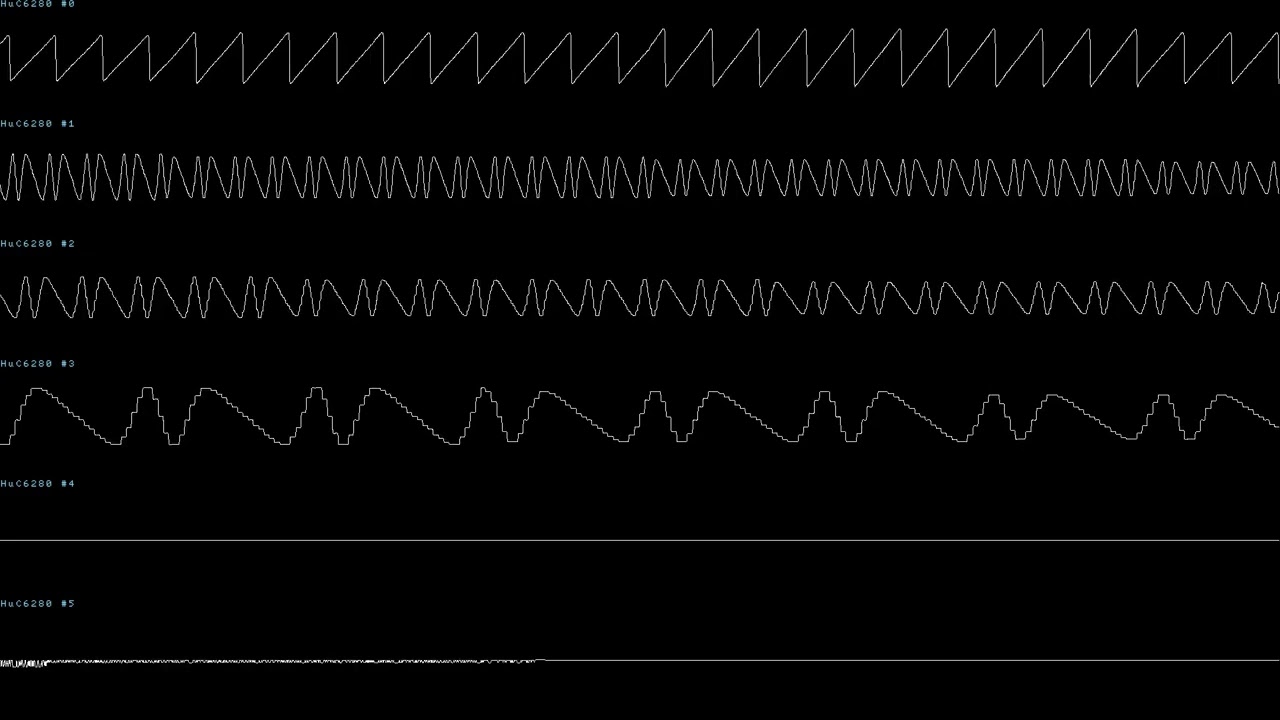 TG-16/PC Engine: Break In - Soundtrack (HuC6280) - Oscilloscope View