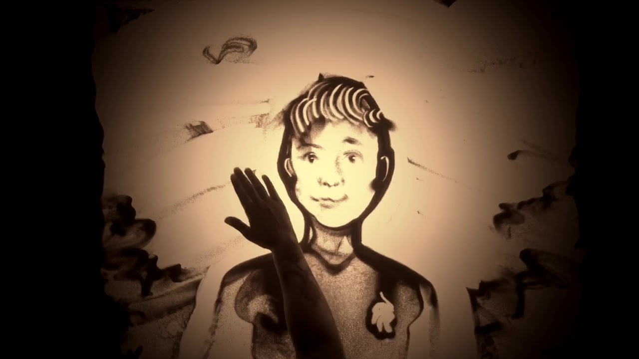 Achievement story by sand art, رسم بالرمل قصة نجاح