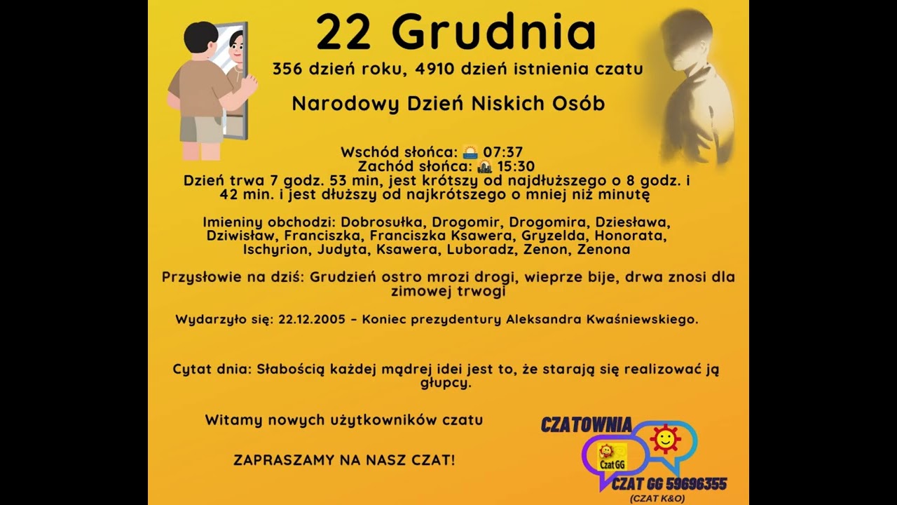 Kartka z Kalendarza - 22 Grudnia - Czatownia Czat GG:59696355