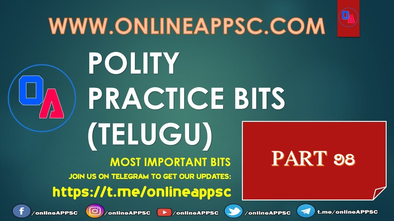 Polity Practice Test 98 Telugu !! Online APPSC !! Online Classes For APPSC Exams
