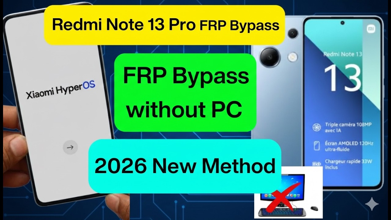 Redmi Note 13 Pro HyperOs Frp Bypass/Unlock Google Account Lock Without PC  2026 New Method