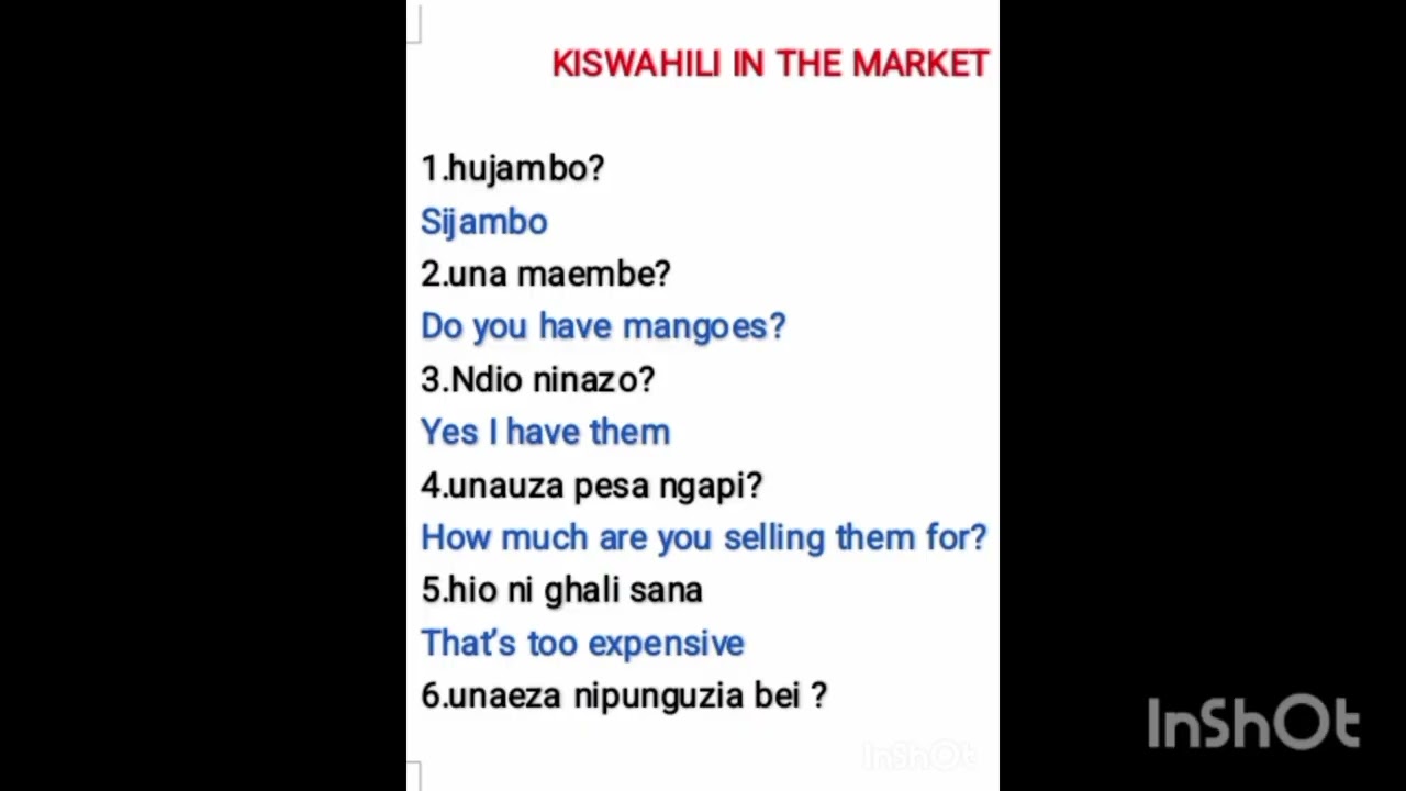 Swahili buying things in the market