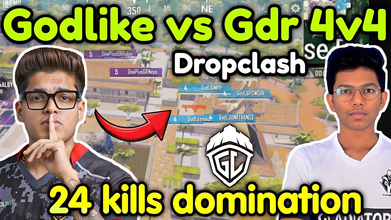 Godlike vs Gdr 4v4 dropclash 😲 GodL 24 kills domination wipe back to back squads 🇮🇳