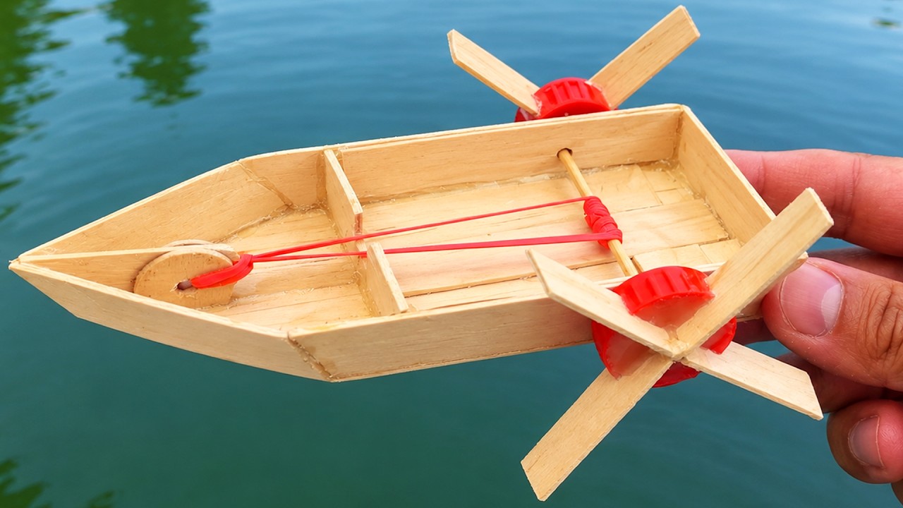 How to Make an Elastic Band Paddle Boat | DIY Wooden Boat