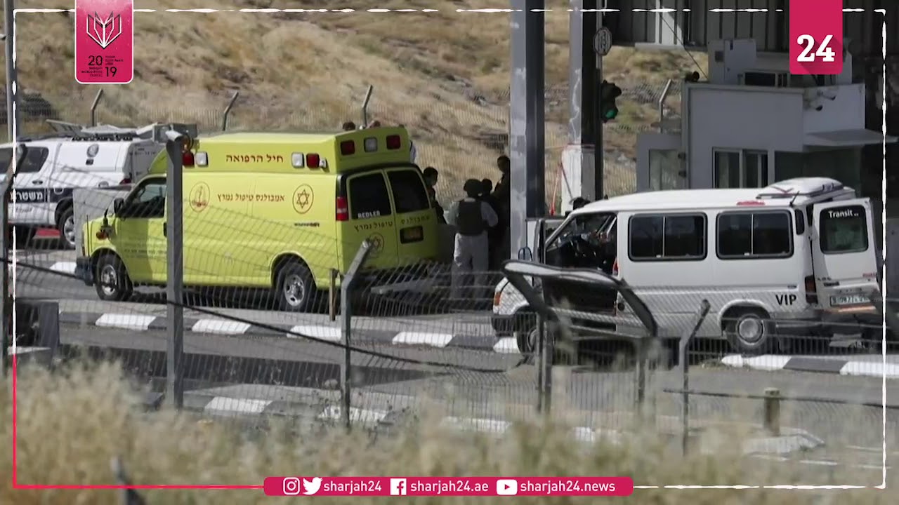 Aftermath at the scene of a knife attack near a West Bank checkpoint